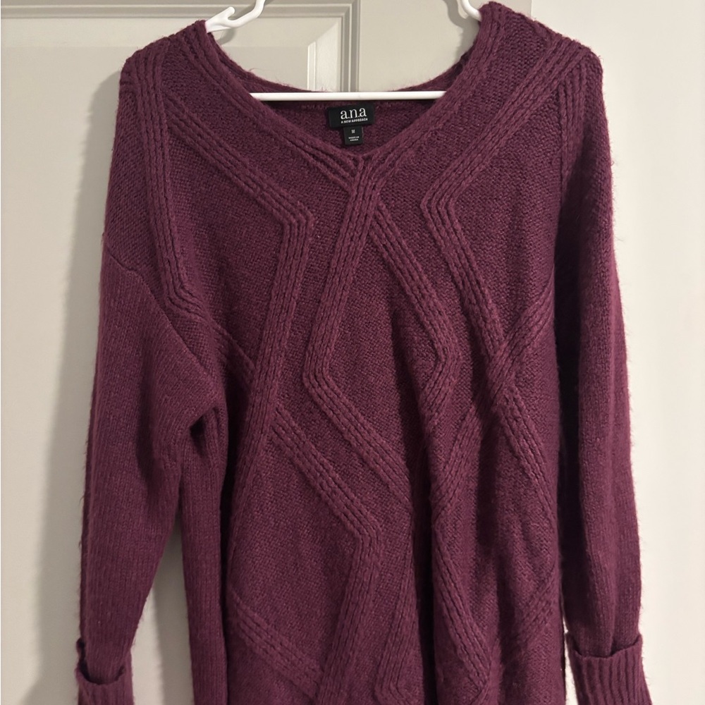 a.n.a Women's V-Neck Sweater in Rich Purple